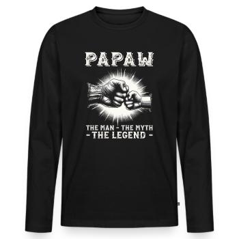 Papa Grand-père Idée Cadeau Papaw Dire Humour Père - T-shirt manches longues Premium bio Homme - noir - Devant - Nico (187cm)