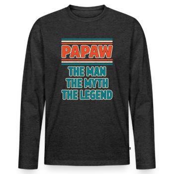 Papa Opa Geschenkidee Papaw Spruch Humor Vater - Männer Premium Bio Langarmshirt - Anthrazit meliert - Vorne - Nico (187cm)