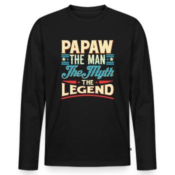Papa Grandpa Saying Papaw The Man The Myth The Legend - Men's Premium Organic Long Sleeve Shirt - black - Front - Nico (187cm)