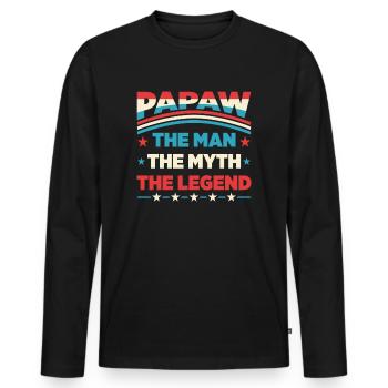 Papa Grandpa Saying Papaw The Man The Myth The Legend - Men's Premium Organic Long Sleeve Shirt - black - Front - Nico (187cm)
