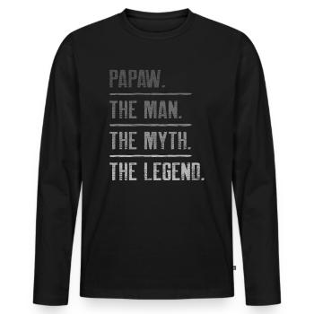 Papa Grand-père Idée Cadeau Papaw Dire Humour Père - T-shirt manches longues Premium bio Homme - noir - Devant - Nico (187cm)