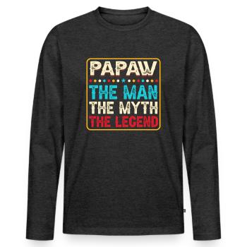 Papa Opa Geschenkidee Papaw Spruch Humor Vater - Männer Premium Bio Langarmshirt - Anthrazit meliert - Vorne - Nico (187cm)