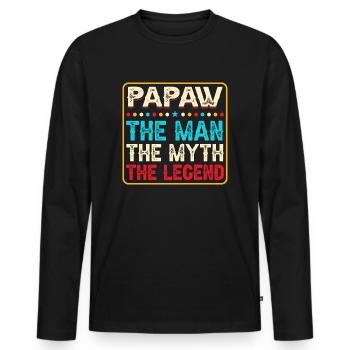 Papa Grand-père Idée Cadeau Papaw Dire Humour Père - T-shirt manches longues Premium bio Homme - noir - Devant - Nico (187cm)