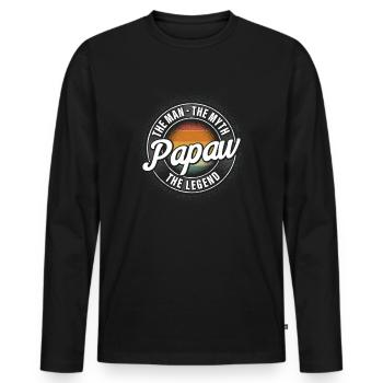 Papa Grandpa Saying Papaw The Man The Myth The Legend - Men's Premium Organic Long Sleeve Shirt - black - Front - Nico (187cm)