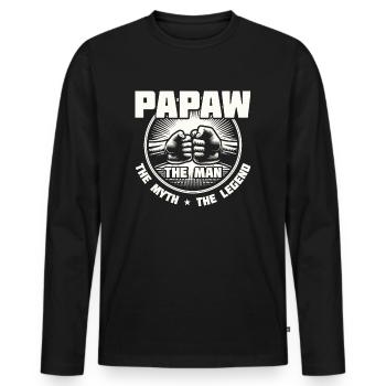 Papa Grand-père Idée Cadeau Papaw Dire Humour Père - T-shirt manches longues Premium bio Homme - noir - Devant - Nico (187cm)