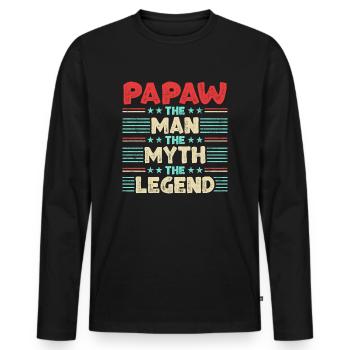 Papa Grand-père Idée Cadeau Papaw Dire Humour Père - T-shirt manches longues Premium bio Homme - noir - Devant - Nico (187cm)