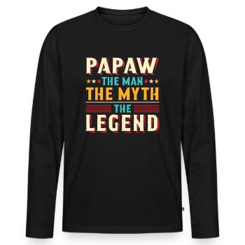Papa Grand-père Idée Cadeau Papaw Dire Humour Père - T-shirt manches longues Premium bio Homme - noir - Devant - Nico (187cm)