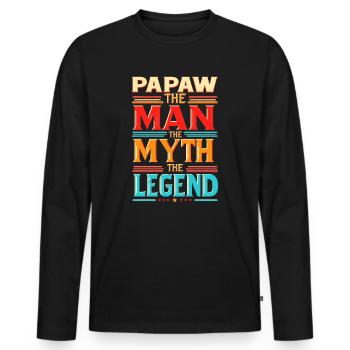 Papa Vater Opa Geschenkidee Papaw Spruch Humor - Männer Premium Bio Langarmshirt - Schwarz - Vorne - Nico (187cm)