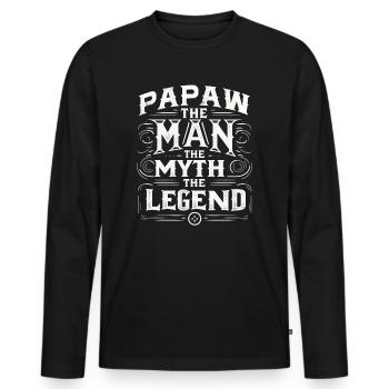Papa Grand-père Idée Cadeau Papaw Dire Humour Père - T-shirt manches longues Premium bio Homme - noir - Devant - Nico (187cm)
