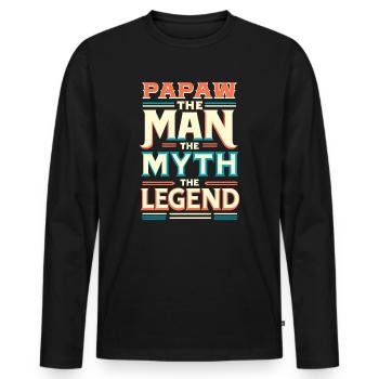 Papa Grand-père Père Idée Cadeau Papaw Dire Humour - T-shirt manches longues Premium bio Homme - noir - Devant - Nico (187cm)