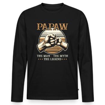 Papa Opa Vater Geschenkidee Papaw Spruch Humor - Männer Premium Bio Langarmshirt - Schwarz - Vorne - Nico (187cm)