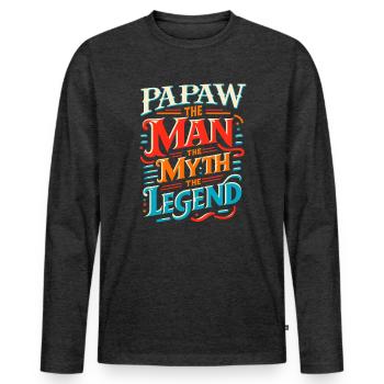 Papa Père Grand-père Idée Cadeau Papaw Dire Humour - T-shirt manches longues Premium bio Homme - anthracite chiné - Devant - Nico (187cm)