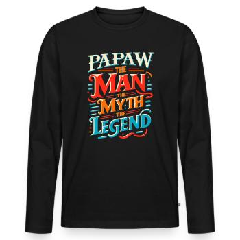Papa Vater Opa Geschenkidee Papaw Spruch Humor - Männer Premium Bio Langarmshirt - Schwarz - Vorne - Nico (187cm)