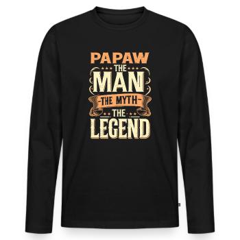 Papa Père Grand-père Idée Cadeau Papaw Dire Humour - T-shirt manches longues Premium bio Homme - noir - Devant - Nico (187cm)