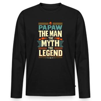 Papa Vater Opa Geschenkidee Papaw Spruch Humor - Männer Premium Bio Langarmshirt - Schwarz - Vorne - Nico (187cm)