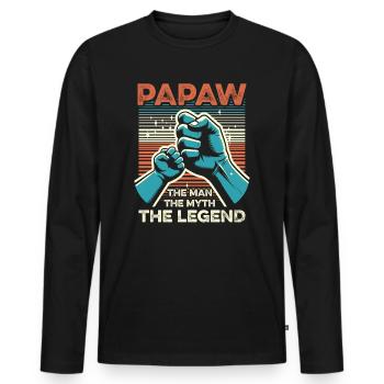 Papa Père Grand-père Idée Cadeau Papaw Dire Humour - T-shirt manches longues Premium bio Homme - noir - Devant - Nico (187cm)