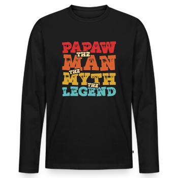 Papa Vater Opa Geschenkidee Papaw Spruch Humor - Männer Premium Bio Langarmshirt - Schwarz - Vorne - Nico (187cm)