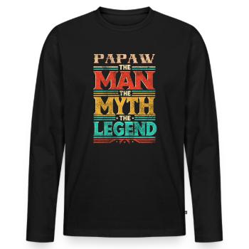 Papa Vater Opa Geschenkidee Papaw Spruch Humor - Männer Premium Bio Langarmshirt - Schwarz - Vorne - Nico (187cm)