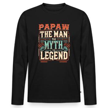 Papa Père Grand-père Idée Cadeau Papaw Dire Humour - T-shirt manches longues Premium bio Homme - noir - Devant - Nico (187cm)