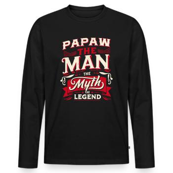 Papa Père Grand-père Idée Cadeau Papaw Dire Humour - T-shirt manches longues Premium bio Homme - noir - Devant - Nico (187cm)