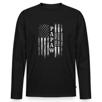 Papa Père Grand-père Idée Cadeau Papaw Dire Humour - T-shirt manches longues Premium bio Homme - noir - Devant - Nico (187cm)