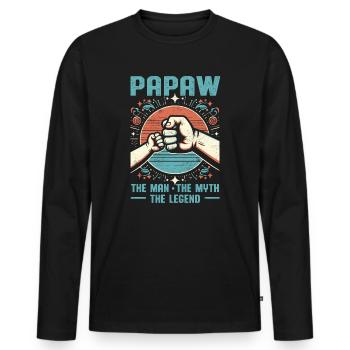 Papa Père Grand-père Idée Cadeau Papaw Dire Humour - T-shirt manches longues Premium bio Homme - noir - Devant - Nico (187cm)