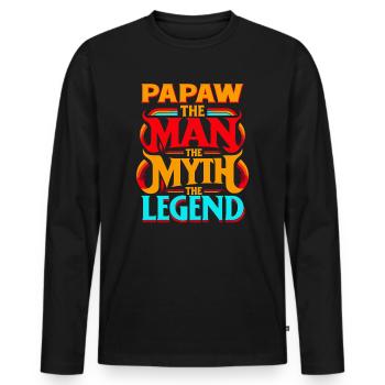 Papa Père Grand-père Idée Cadeau Papaw Dire Humour - T-shirt manches longues Premium bio Homme - noir - Devant - Nico (187cm)