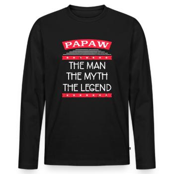 Papa Vater Opa Geschenkidee Papaw Spruch Humor - Männer Premium Bio Langarmshirt - Schwarz - Vorne - Nico (187cm)