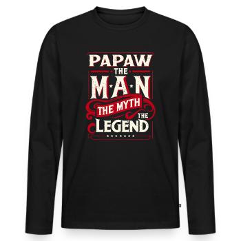 Papa Père Grand-père Idée Cadeau Papaw Dire Humour - T-shirt manches longues Premium bio Homme - noir - Devant - Nico (187cm)