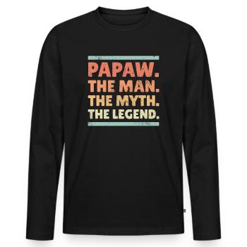 Papa Père Grand-père Idée Cadeau Papaw Dire Humour - T-shirt manches longues Premium bio Homme - noir - Devant - Nico (187cm)