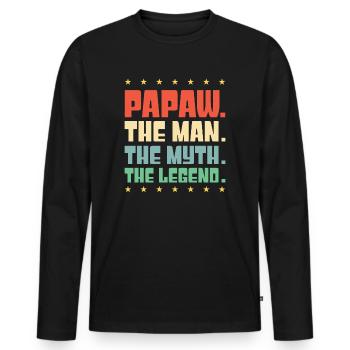 Papa Vater Opa Geschenkidee Papaw Spruch Humor - Männer Premium Bio Langarmshirt - Schwarz - Vorne - Nico (187cm)