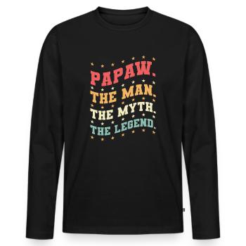 Papa Père Grand-père Idée Cadeau Papaw Dire Humour - T-shirt manches longues Premium bio Homme - noir - Devant - Nico (187cm)