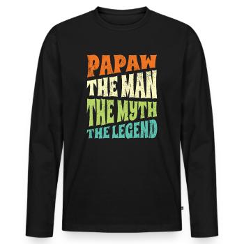 Papa Vater Opa Geschenkidee Papaw Spruch Humor - Männer Premium Bio Langarmshirt - Schwarz - Vorne - Nico (187cm)
