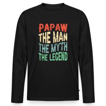Papa Vater Opa Geschenkidee Papaw Spruch Humor - Männer Premium Bio Langarmshirt - Schwarz - Vorne - Nico (187cm)
