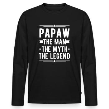 Papa Vater Opa Geschenkidee Papaw Spruch Humor - Männer Premium Bio Langarmshirt - Schwarz - Vorne - Nico (187cm)