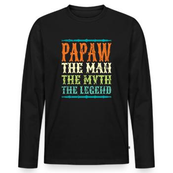Dad Father Grandpa Gift Idea Papaw Saying Humor - Men's Premium Organic Long Sleeve Shirt - black - Front - Nico (187cm)