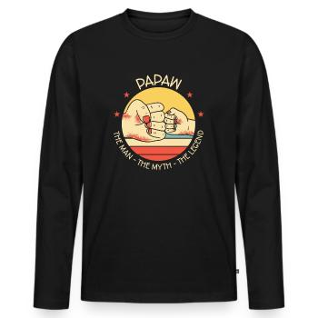 Papa Vater Opa Geschenkidee Papaw Spruch Humor - Männer Premium Bio Langarmshirt - Schwarz - Vorne - Nico (187cm)