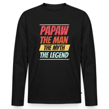 Papa Vater Opa Geschenkidee Papaw Spruch Humor - Männer Premium Bio Langarmshirt - Schwarz - Vorne - Nico (187cm)