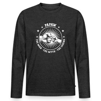 Papa Père Grand-père Idée Cadeau Papaw Dire Humour - T-shirt manches longues Premium bio Homme - anthracite chiné - Devant - Nico (187cm)