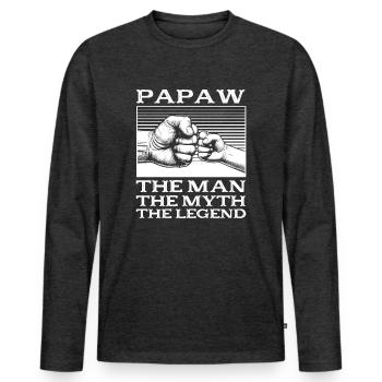 Papa Vater Opa Geschenkidee Papaw Spruch Humor - Männer Premium Bio Langarmshirt - Anthrazit meliert - Vorne - Nico (187cm)