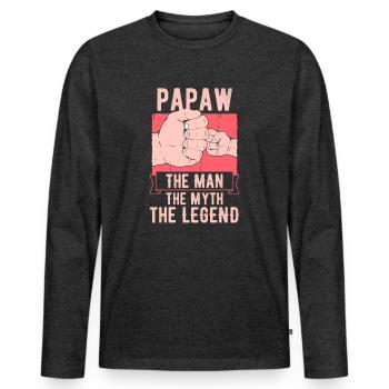 Papa Vater Opa Geschenkidee Papaw Spruch Humor - Männer Premium Bio Langarmshirt - Anthrazit meliert - Vorne - Nico (187cm)
