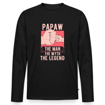 Papa Vater Opa Geschenkidee Papaw Spruch Humor - Männer Premium Bio Langarmshirt - Schwarz - Vorne - Nico (187cm)