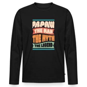 Papa Père Grand-père Idée Cadeau Papaw Dire Humour - T-shirt manches longues Premium bio Homme - noir - Devant - Nico (187cm)
