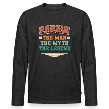 Papa Vater Opa Geschenkidee Papaw Spruch Humor - Männer Premium Bio Langarmshirt - Anthrazit meliert - Vorne - Nico (187cm)