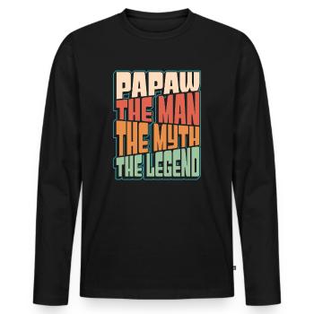 Papa Père Grand-père Idée Cadeau Papaw Dire Humour - T-shirt manches longues Premium bio Homme - noir - Devant - Nico (187cm)