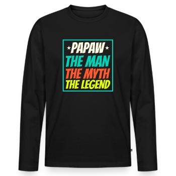 Papa Vater Opa Geschenkidee Papaw Spruch Retro - Männer Premium Bio Langarmshirt - Schwarz - Vorne - Nico (187cm)