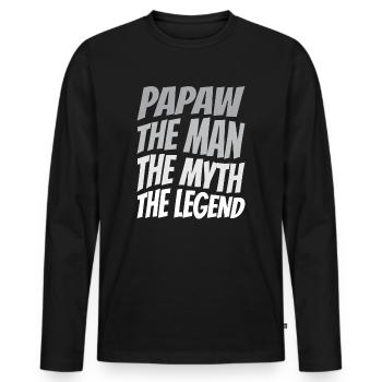 Papa Vater Opa Geschenkidee Papaw Spruch Retro - Männer Premium Bio Langarmshirt - Schwarz - Vorne - Nico (187cm)