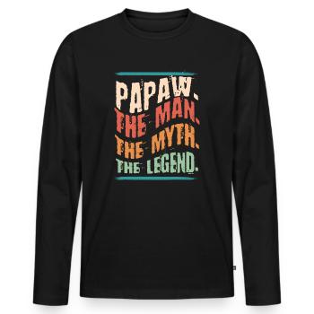 Papa Vater Opa Geschenkidee Papaw Spruch Humor - Männer Premium Bio Langarmshirt - Schwarz - Vorne - Nico (187cm)