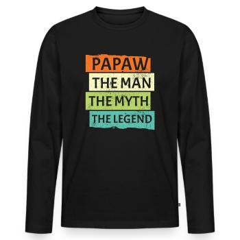 Dad Father Grandpa Gift Idea Papaw Saying Retro - Men's Premium Organic Long Sleeve Shirt - black - Front - Nico (187cm)