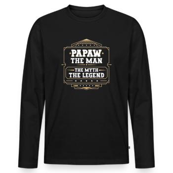 Papa Vater Opa Geschenkidee Papaw Spruch Retro - Männer Premium Bio Langarmshirt - Schwarz - Vorne - Nico (187cm)